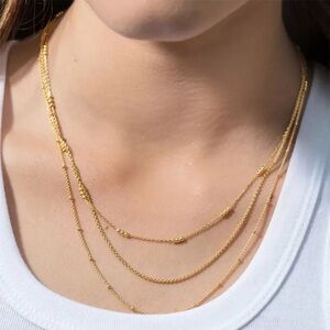 Layered Gold Beaded Chain Necklace